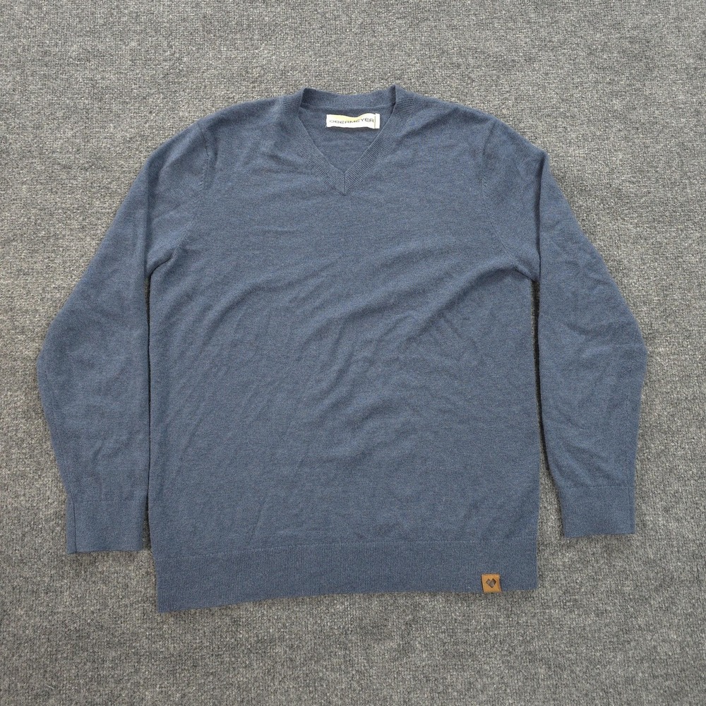 Obermeyer Sweater Mens Medium Blue Mason Merino‎ Wool Blend V Neck Knit Pullover